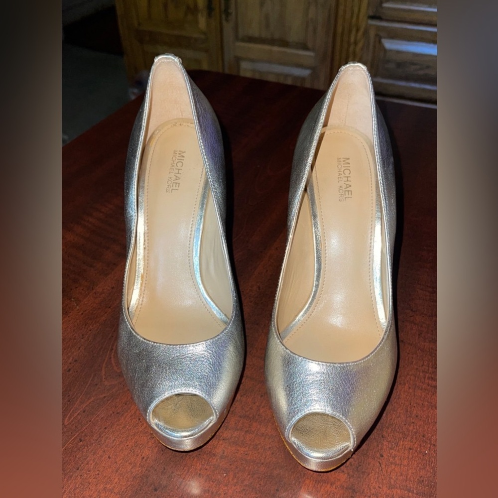 Michael Kors Silver Peep Toe Women's Shoes